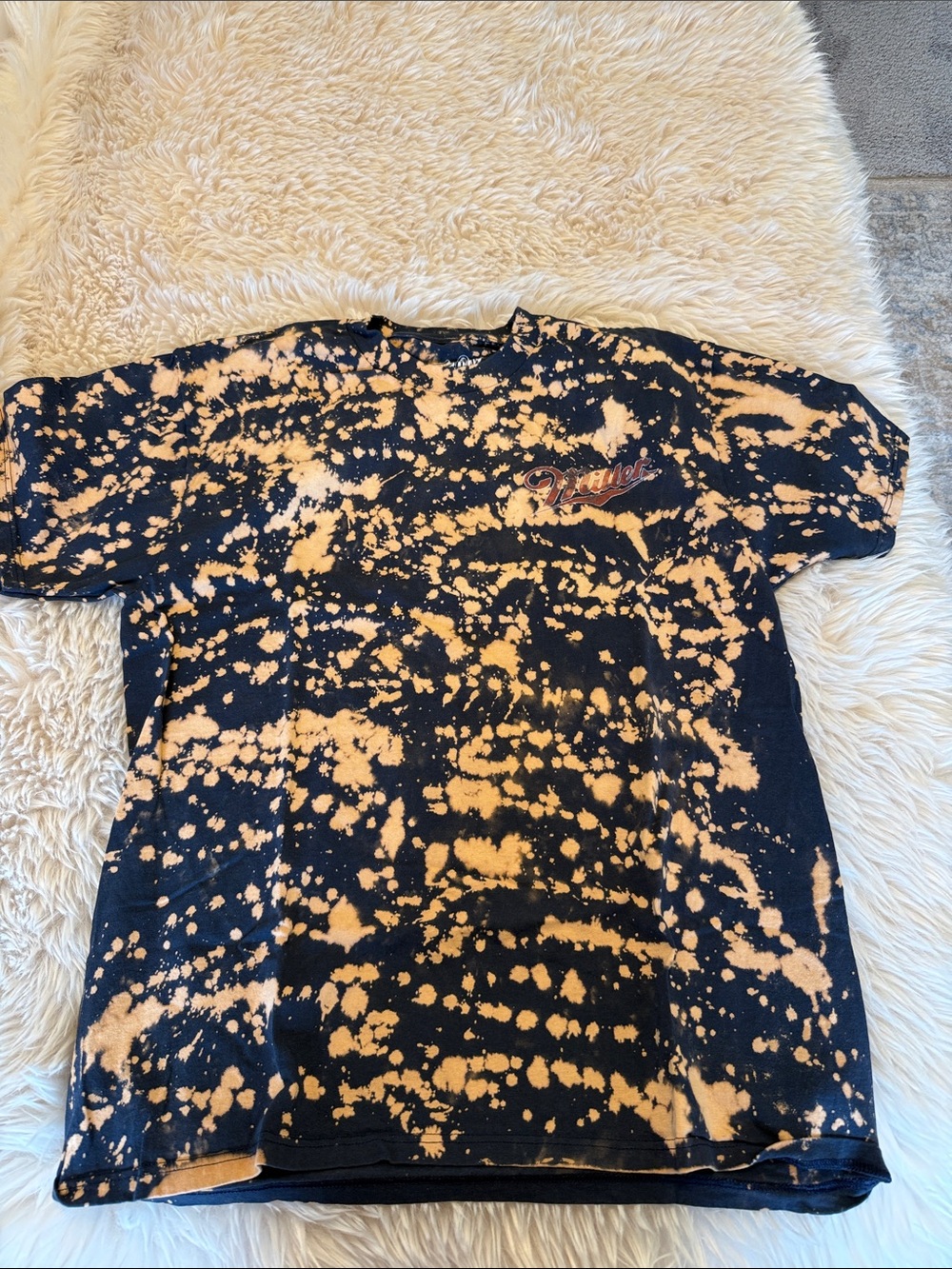 Bleached Black Short Sleeve Tee with Olive Accent - Unbranded